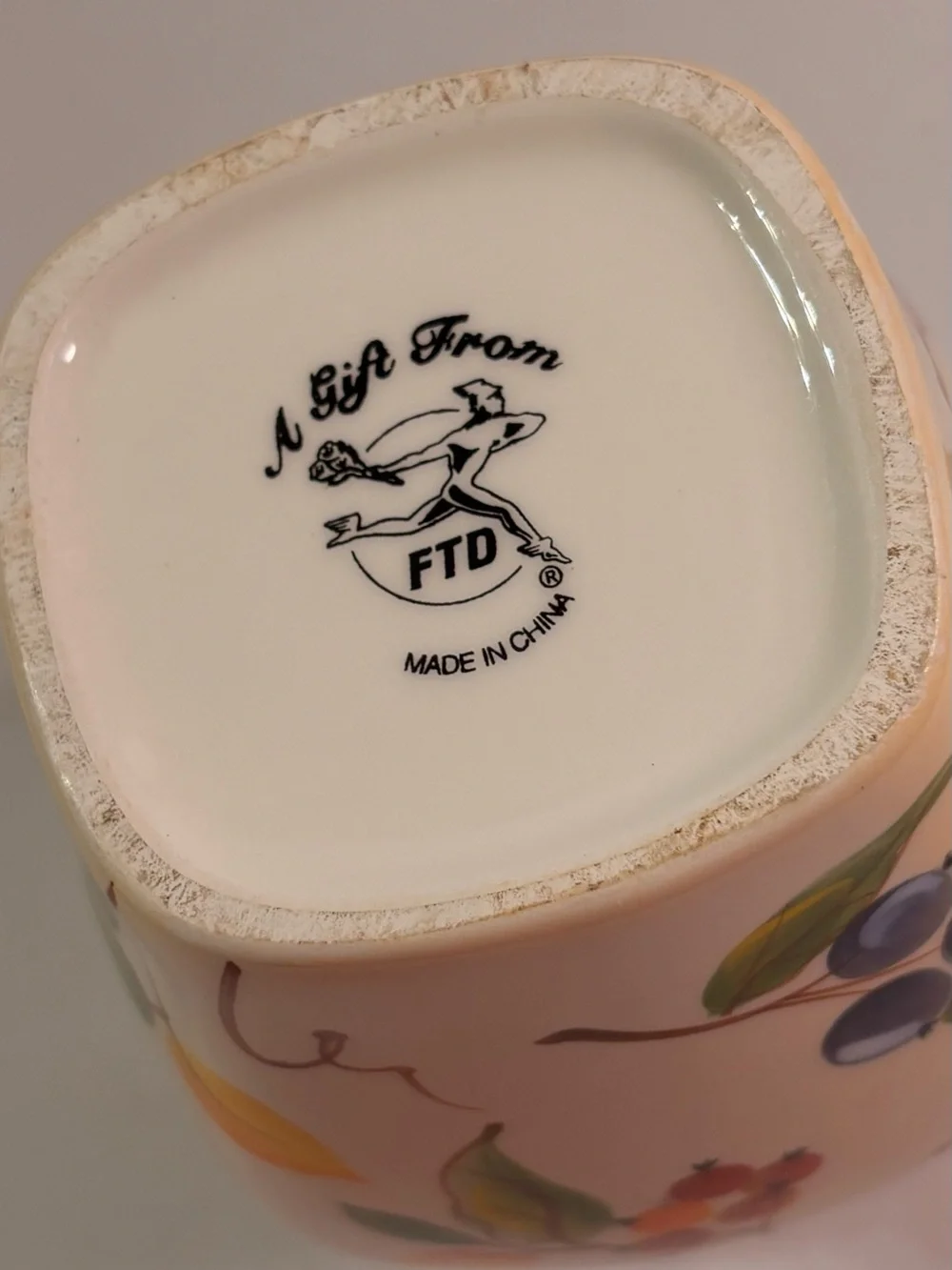 Hand-Painted Ceramic Fruit Pitcher - Cream Exterior with Red Interior - Picture 7 of 10